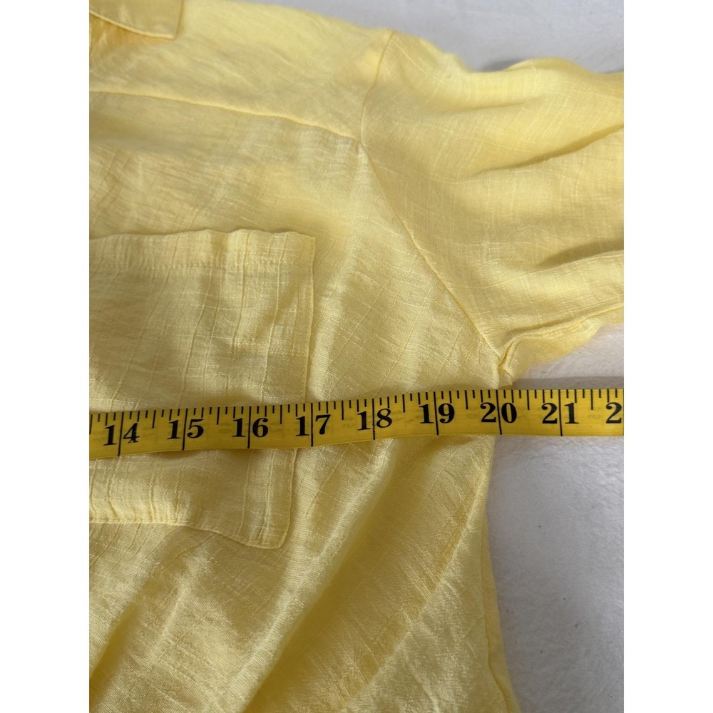 Lily Star Womens S Yellow Short Sleeve Sheer Cropped Blouse MA0681114LS - Picture 7 of 12